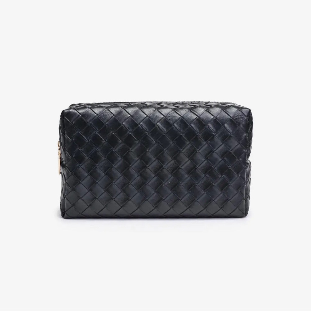 Black Woven Leather Pouch